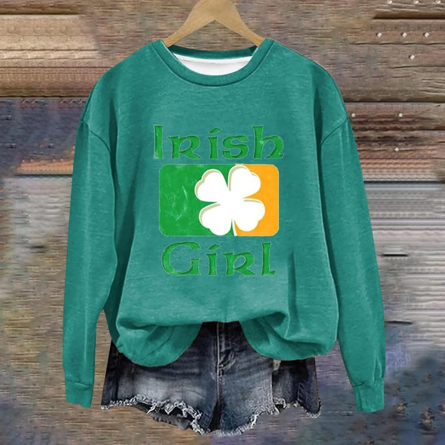 St. Patricks Day Shirts For Women Long Sleeve Crewneck Irish Sweatshirts Oversized Saint Patty's Pullover Tops