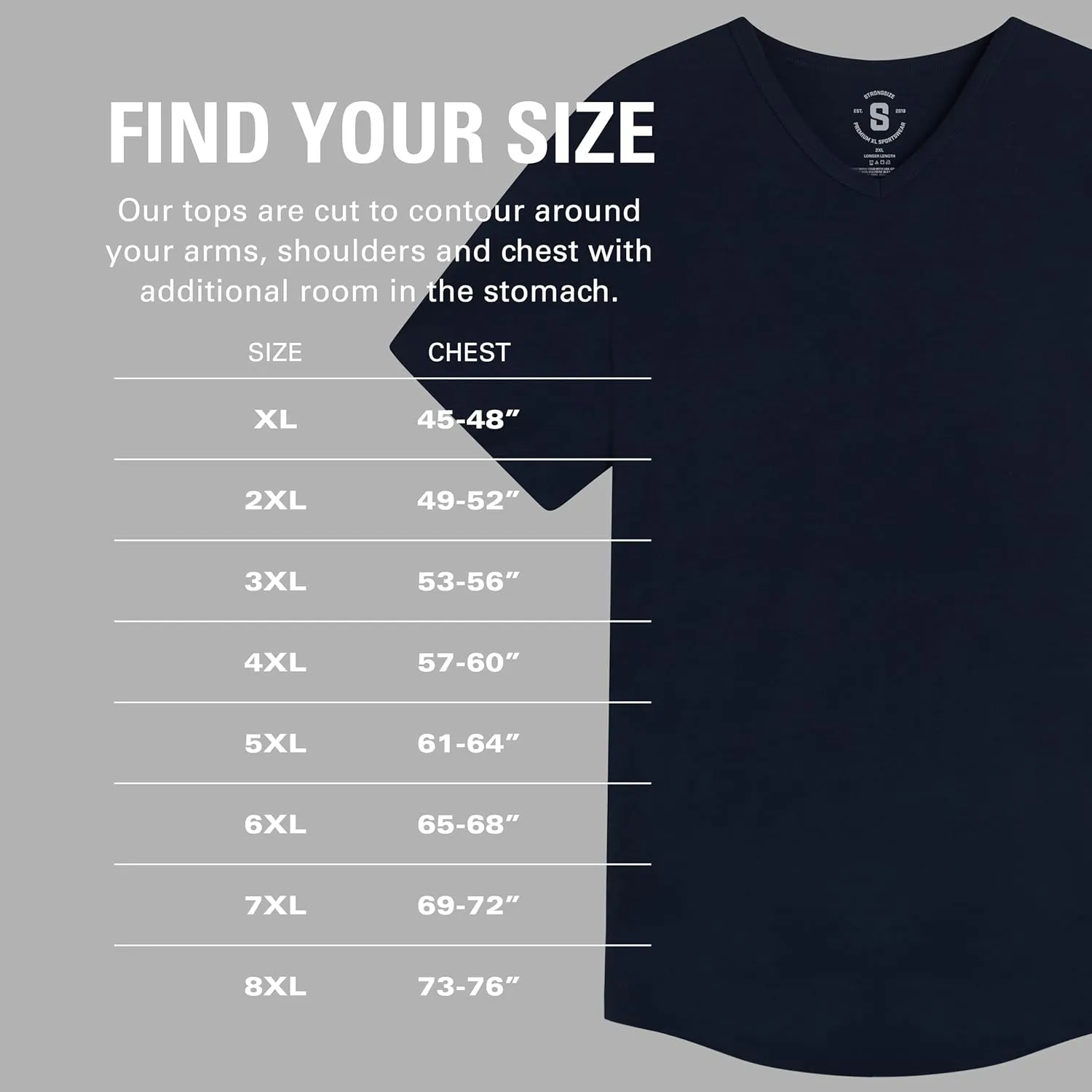 STRONGSIZE V-Neck T-Shirts for Men  Big and Tall Mens Stretch T Shirt