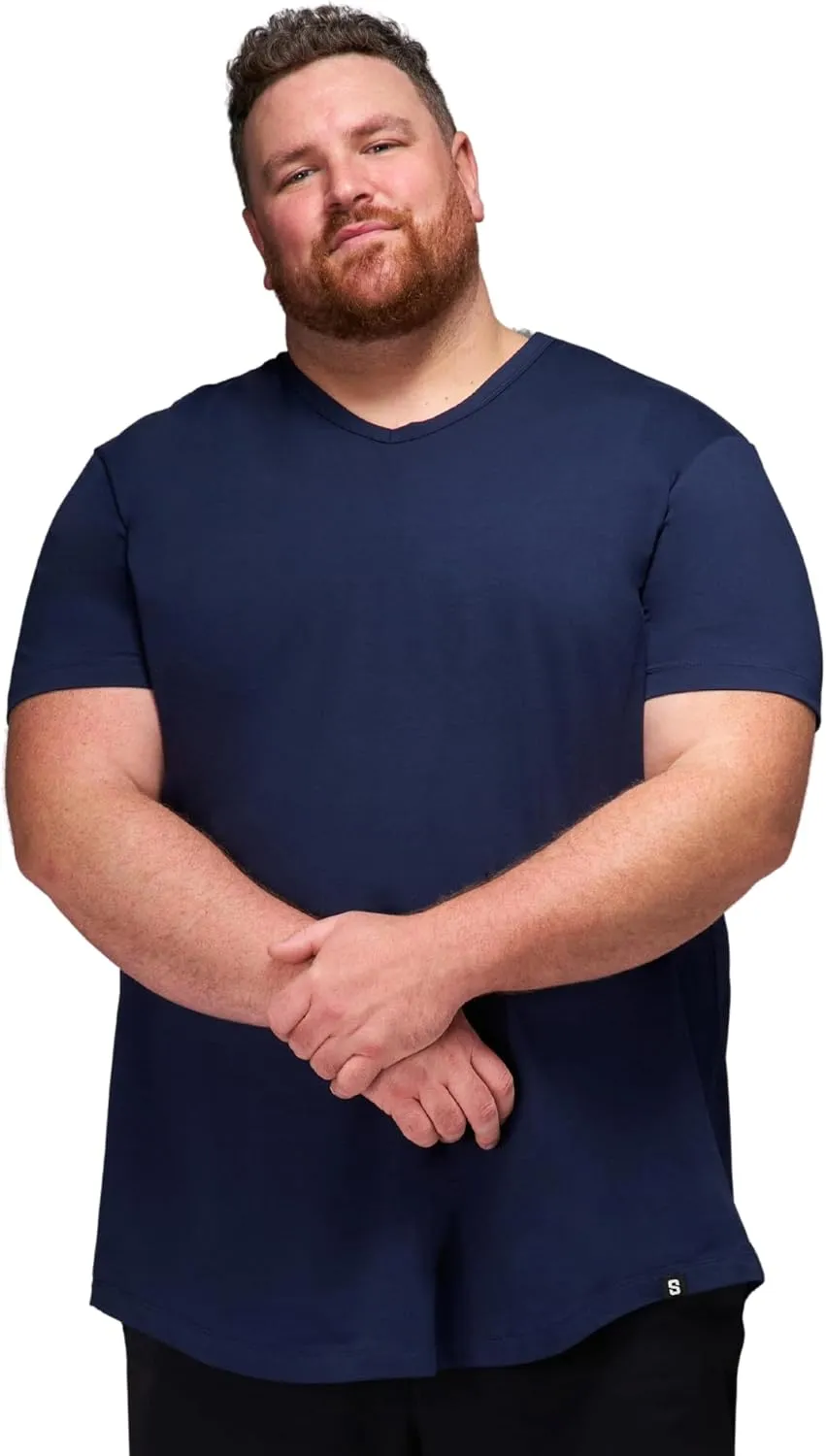 STRONGSIZE V-Neck T-Shirts for Men  Big and Tall Mens Stretch T Shirt