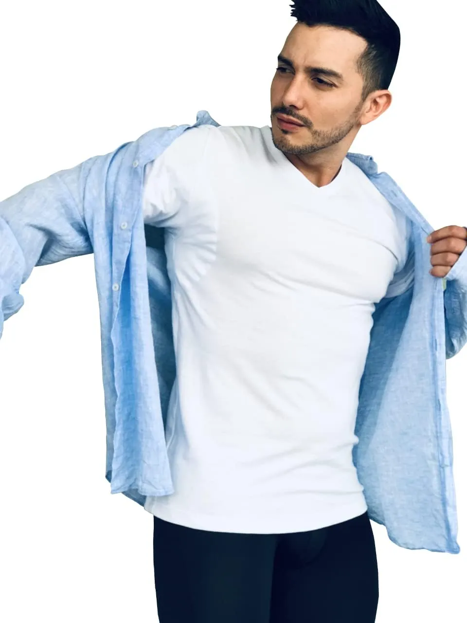 Sweat Proof Undershirt for Men- Quick Drying- Anti Odor- Anti Stains- V Neck