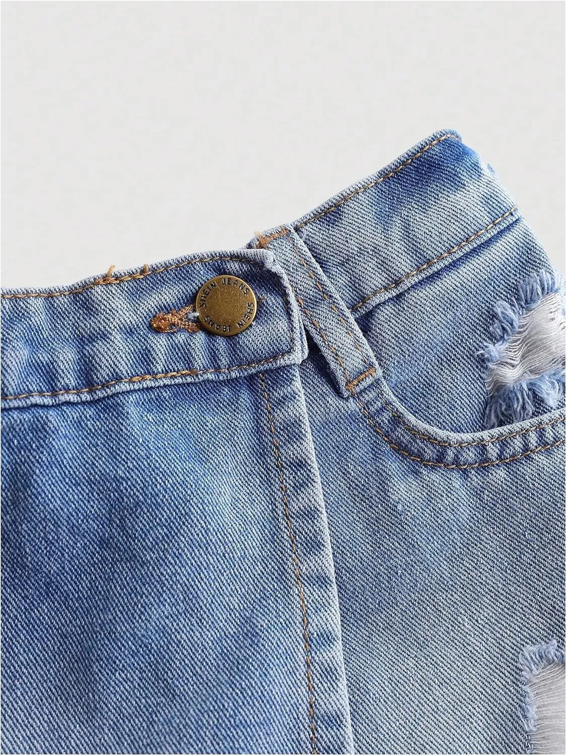 SweatyRocks Girl's Ripped Raw Hem Denim Shorts Elastic Waist Summer Jean Shorts Skorts