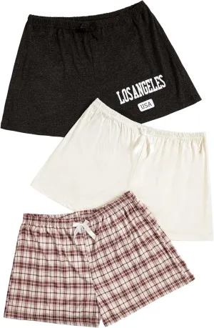 SweatyRocks Women's 3 Pack Plus Size Pajama Shorts Elastic High Waisted Lounge Sleep Shorts
