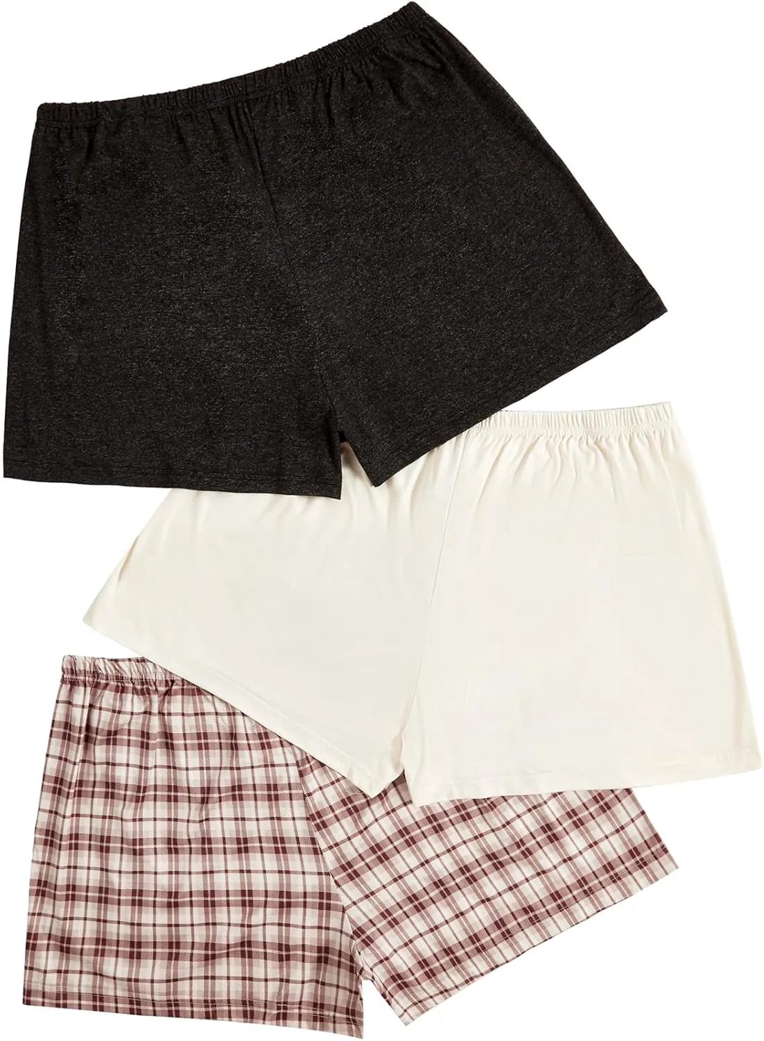 SweatyRocks Women's 3 Pack Plus Size Pajama Shorts Elastic High Waisted Lounge Sleep Shorts