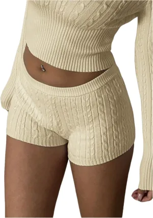 SweatyRocks Women's Low Rise Y2K Ribbed Sweater Shorts Slim Fit Casual Lounge Shorts