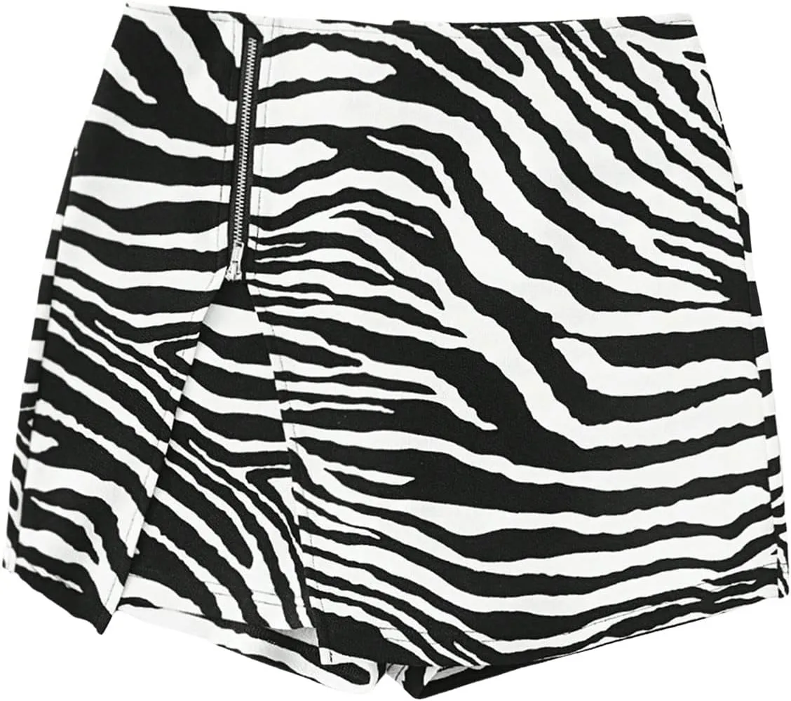 SweatyRocks Women's Metallic High Waist PU Leather Shorts Wide Leg Stretchy Shorts Hot Pants