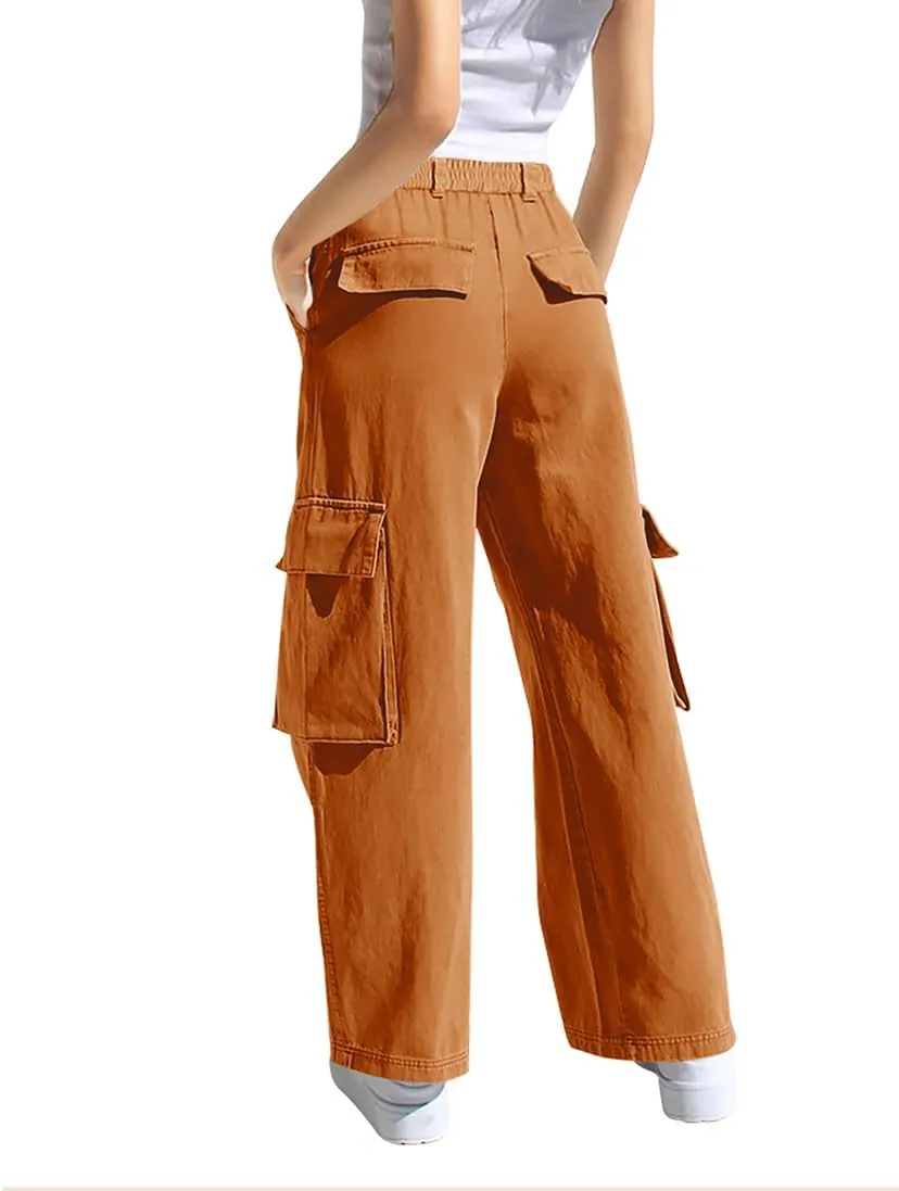 SySea Girls Cargo Pants Baggy Y2K Kids High Waist Sweatpants Flap Pockets Loose Fit Straight Wide Leg Casual Trousers