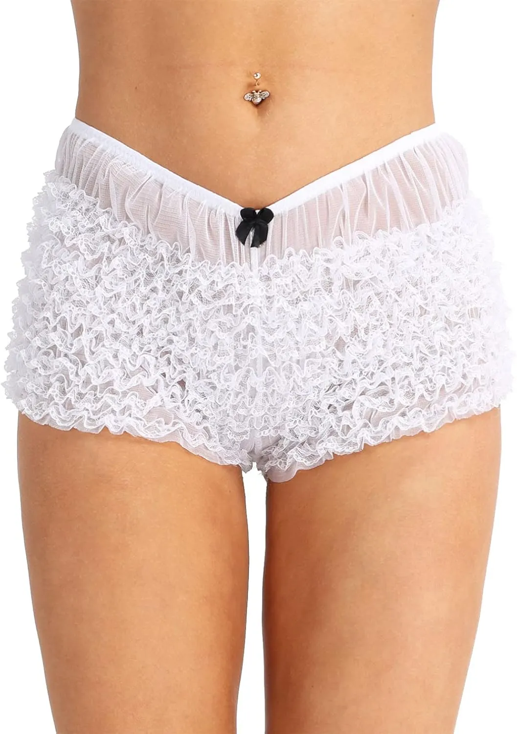 Sywiyi Women's High Waisted Shorts Summer Ruffled Lace Trim Pettipants Bloomers Slip Shorts Underwear