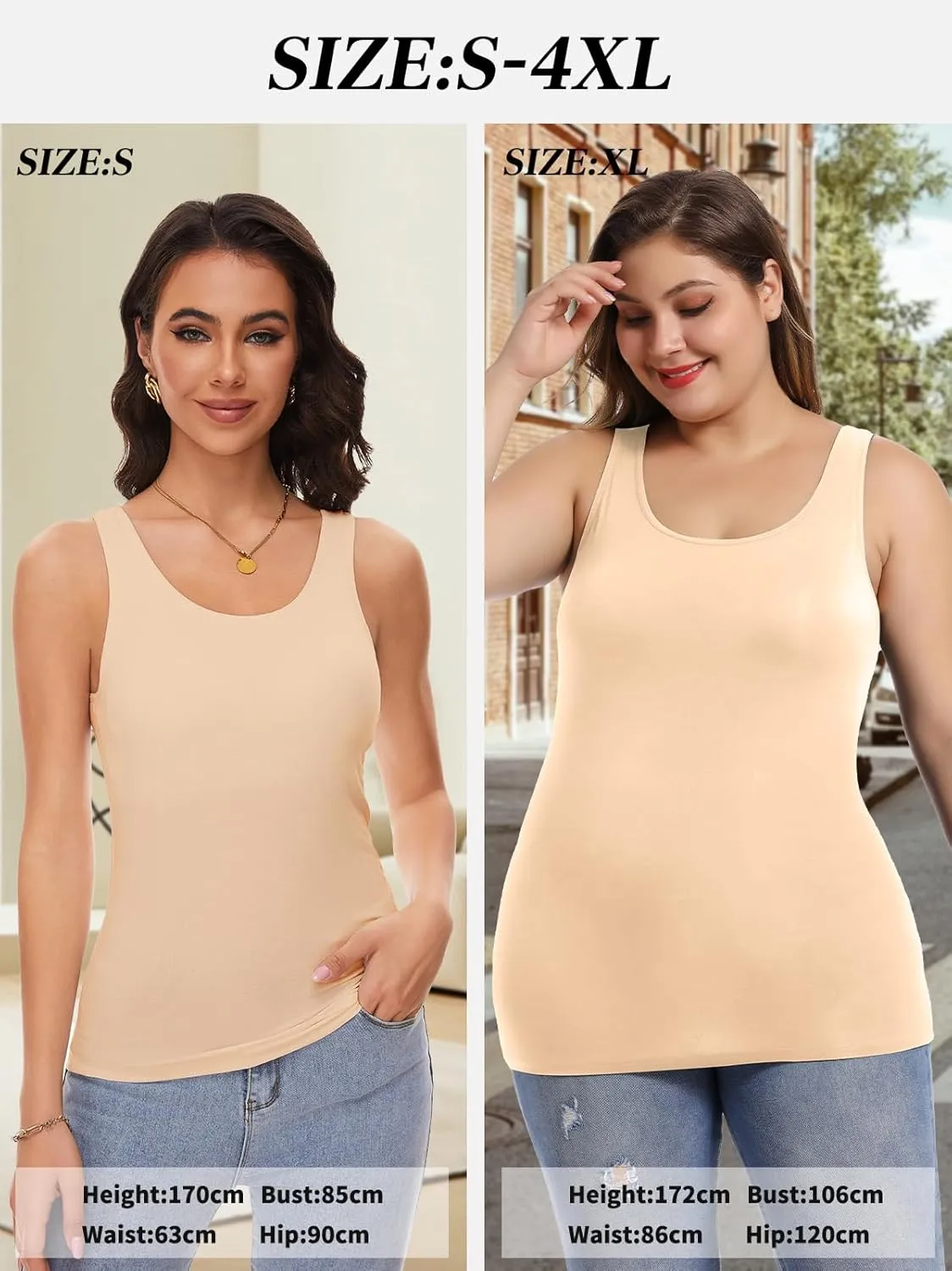 Tank Top with Built in Bra Cup for Women Casual Wide Strap Sleevless Layer Camisole Yoga Top Pack S-3XL