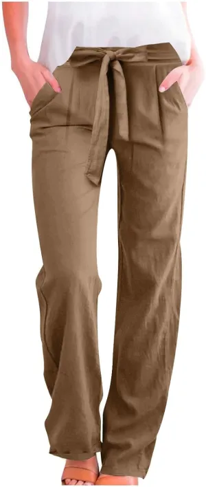 TARIENDY Petite Pants for Women Dressy Ladies 2025 Summer Comfy Outfits Casual high Waist Pants Elastic Drawstring Trousers