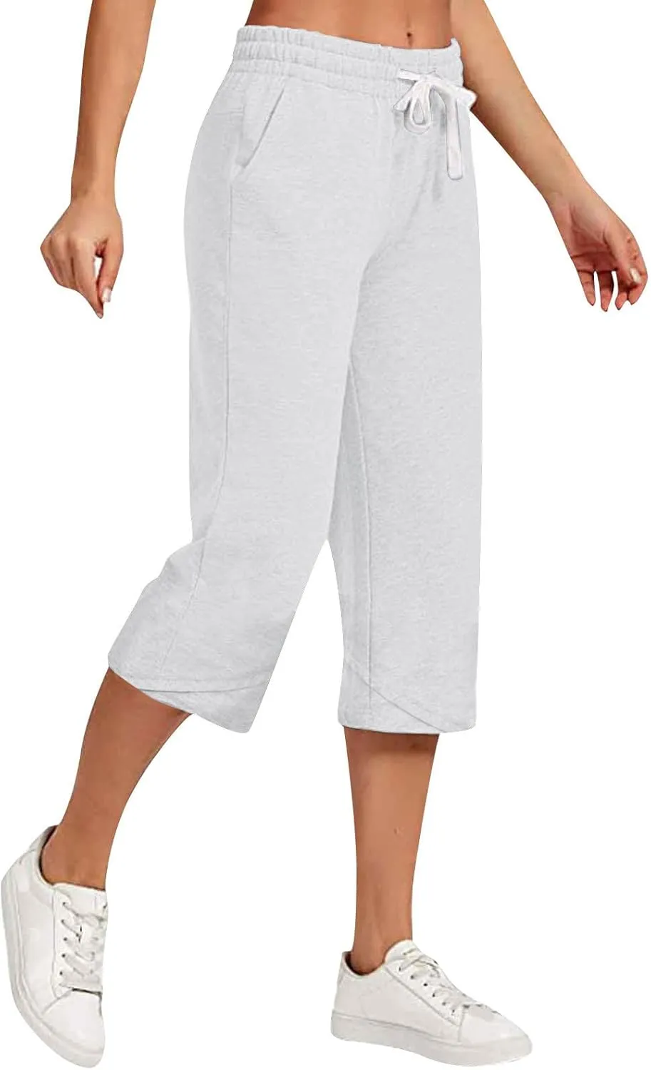 TARIENDY Wide Leg Capri Pants for Women Cotton Linen High Waist Casual Summer Pant Loose Comfy Fit Drawstring Lounge Capris
