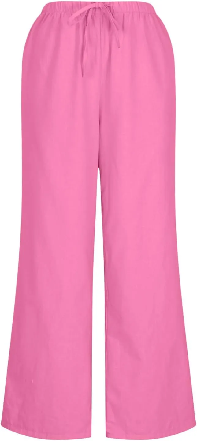 TARIENDY Womens Palazzo Pants Drawstring Elastic Waist Casual Wide Leg Trousers High Waisted Beach Pants with Pockets 2025
