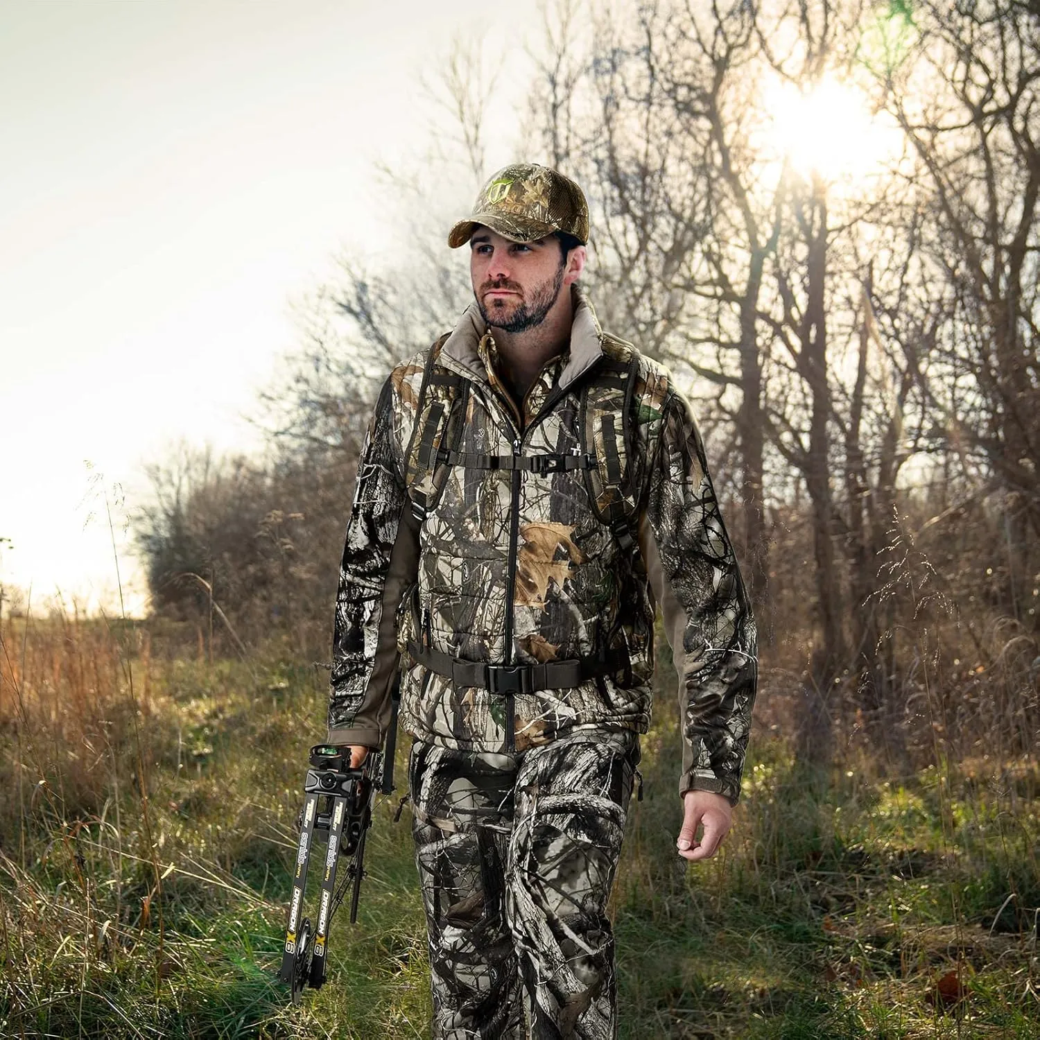 TIDEWE Men's Heated Vest with Retractable Heated Hood and Battery Pack for Hunting/Hiking (Black & Next Camo G2, S-XXXL)