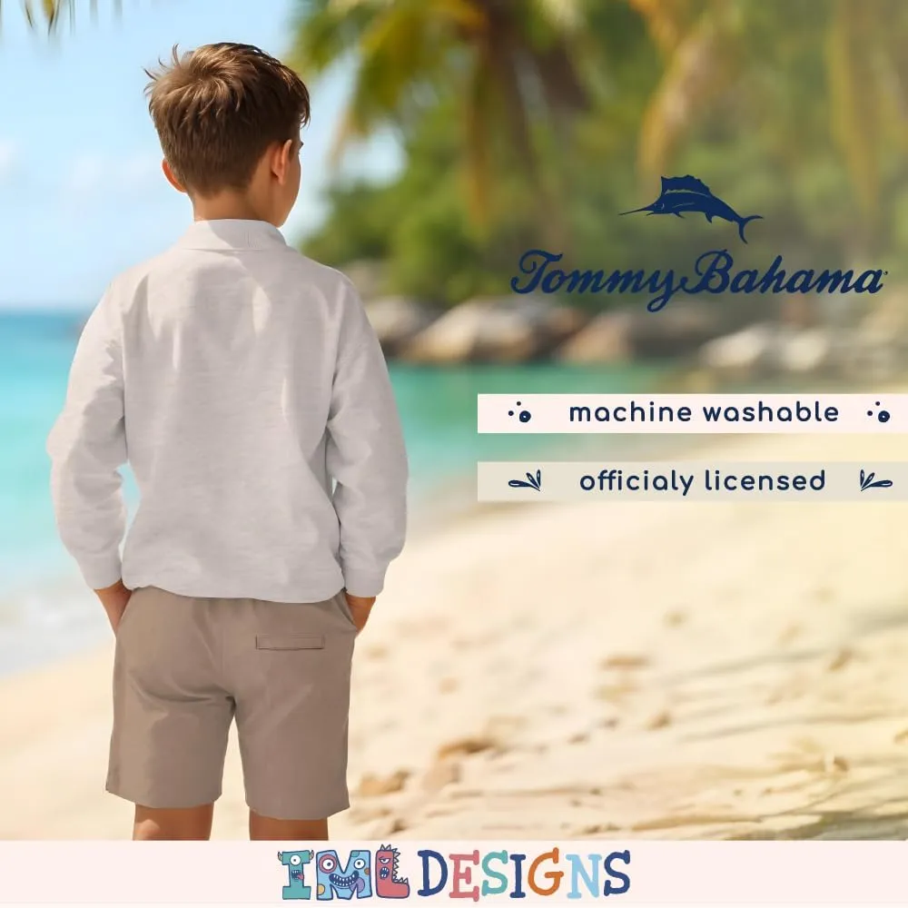 Tommy Bahama Boys Pullover Quarter-Zip Long-Sleeved Sweater & Shorts Set, Casual 2-Piece Summer Outfit for Kids