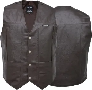Touch&Torn Motorcycle Leather Vest for Men With Concealed Pocket Adjustable Laces Biker Riders Leather Vest