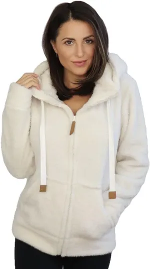 TrailCrest Women's Casual Sherpa Fuzzy Fleece Hoodie Full Zip with Thumb Holes Relaxed Fit