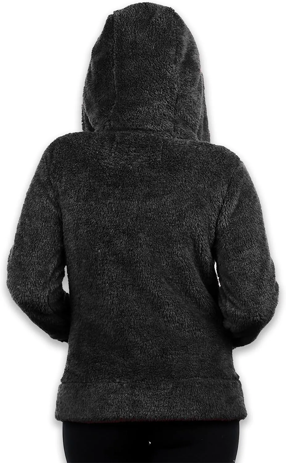 TrailCrest Women's Casual Sherpa Fuzzy Fleece Hoodie Full Zip with Thumb Holes Relaxed Fit