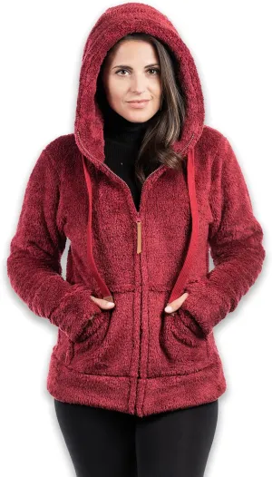 TrailCrest Women's Casual Sherpa Fuzzy Fleece Hoodie Full Zip with Thumb Holes Relaxed Fit