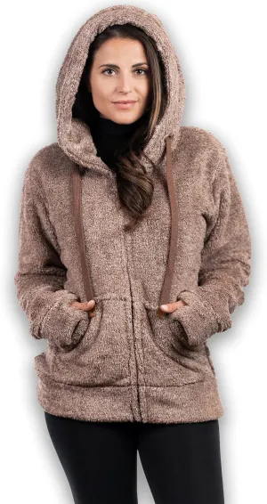 TrailCrest Women's Casual Sherpa Fuzzy Fleece Hoodie Full Zip with Thumb Holes Relaxed Fit