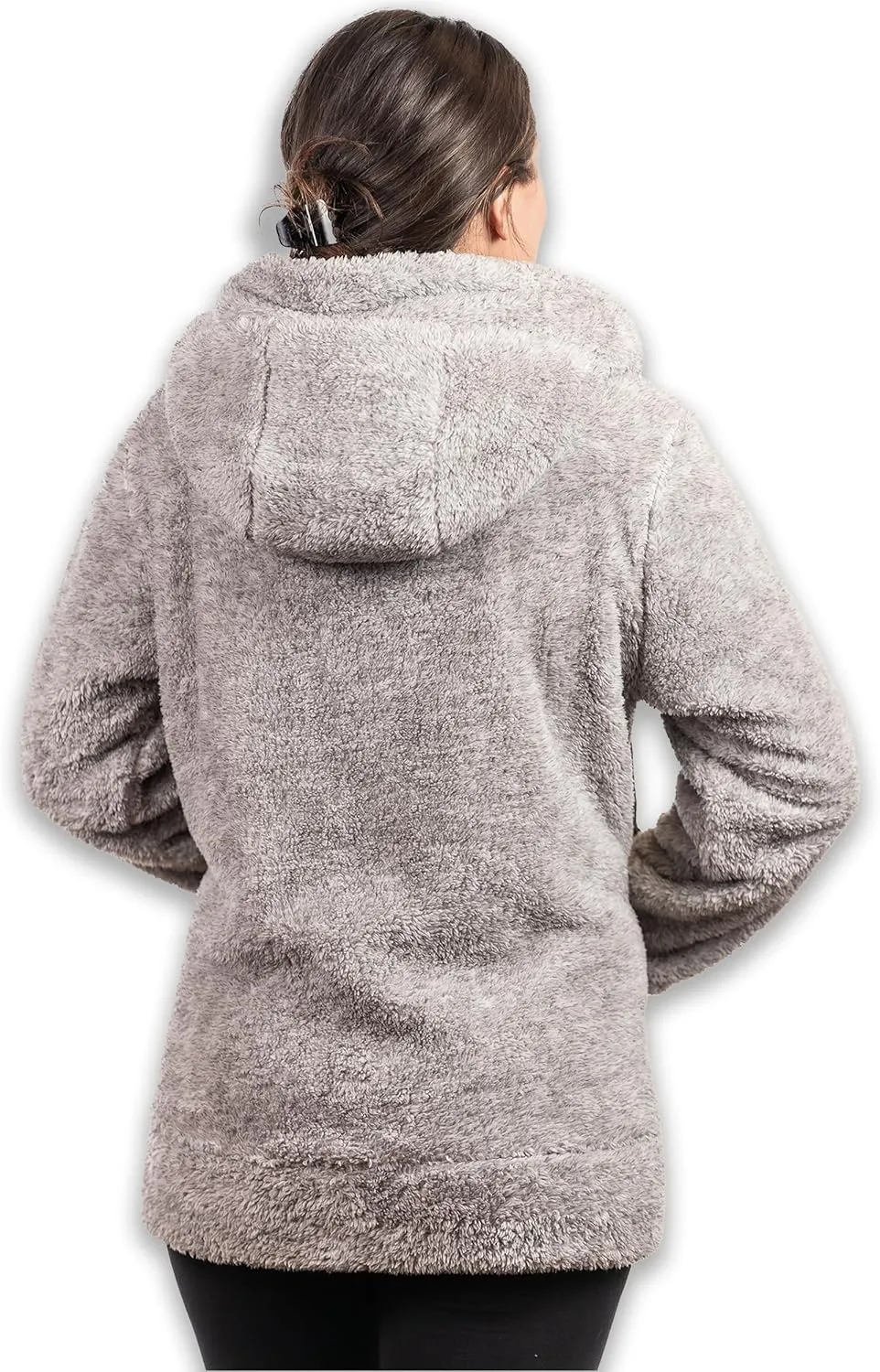 TrailCrest Women's Casual Sherpa Fuzzy Fleece Hoodie Full Zip with Thumb Holes Relaxed Fit