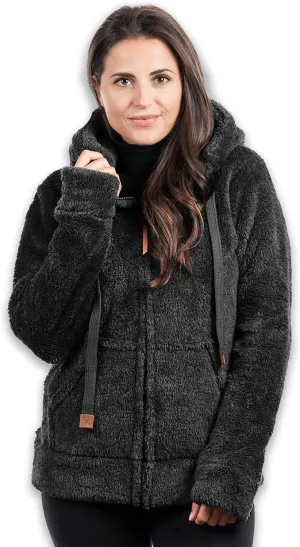 TrailCrest Women's Casual Sherpa Fuzzy Fleece Hoodie Full Zip with Thumb Holes Relaxed Fit