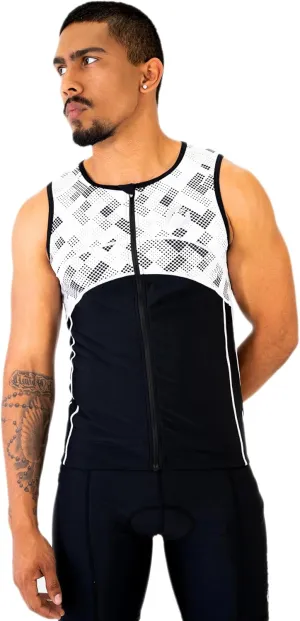 Tri Top Men - Sleeveless Mens Triathlon Top  PRO Premium FX Material - 3 Pocket Triathlon Shirts for Men