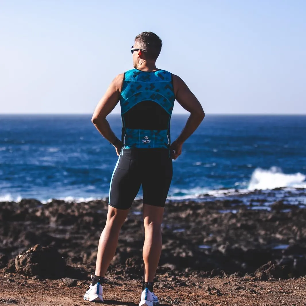 Tri Top Men - Sleeveless Mens Triathlon Top  PRO Premium FX Material - 3 Pocket Triathlon Shirts for Men
