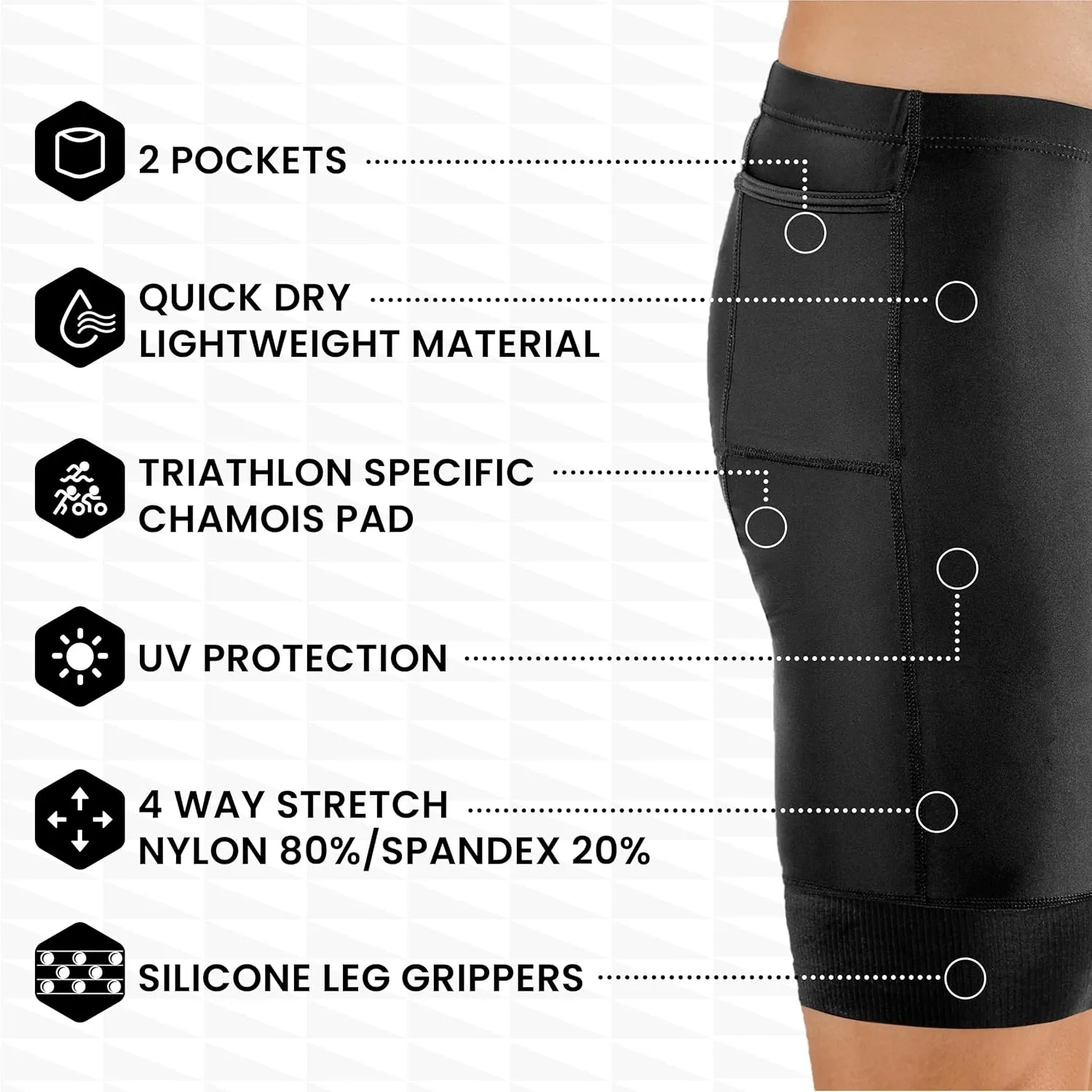 Triathlon Shorts Mens  Tri Shorts Mens  2 Pockets FRT  Designed by Athletes for Racing