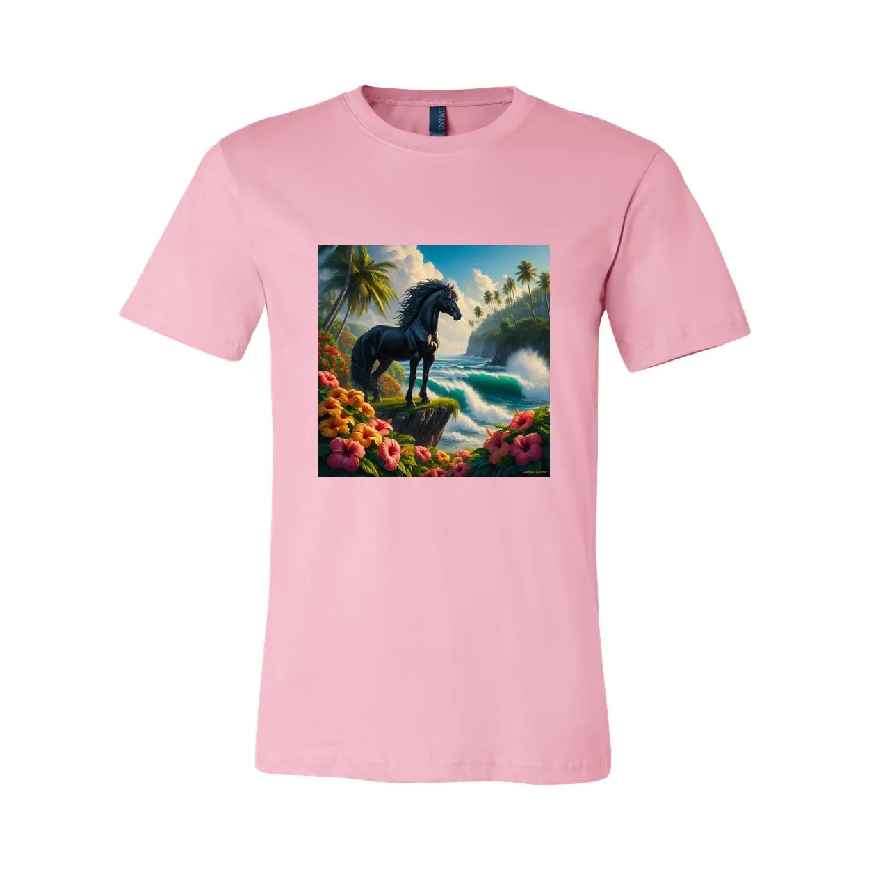 Tropical Black Island Stallion Horse T Shirts