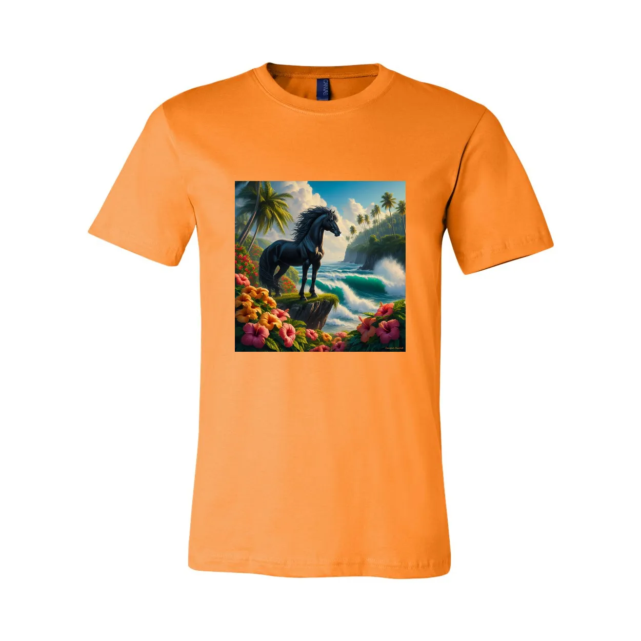 Tropical Black Island Stallion Horse T Shirts