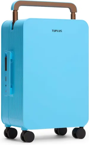 TUPLUS 20 Carry-On Hardside Luggage Lightweight ABS Travel Suitcase with Wide Handle Spinner Wheels TSA Combination Lock, Balance Series 2.0, Clear Sky Blue