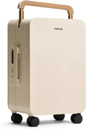 TUPLUS 20 Carry-On Hardside Luggage Lightweight ABS Travel Suitcase with Wide Handle Spinner Wheels TSA Combination Lock, Balance Series 2.0, Hazelnut Almond