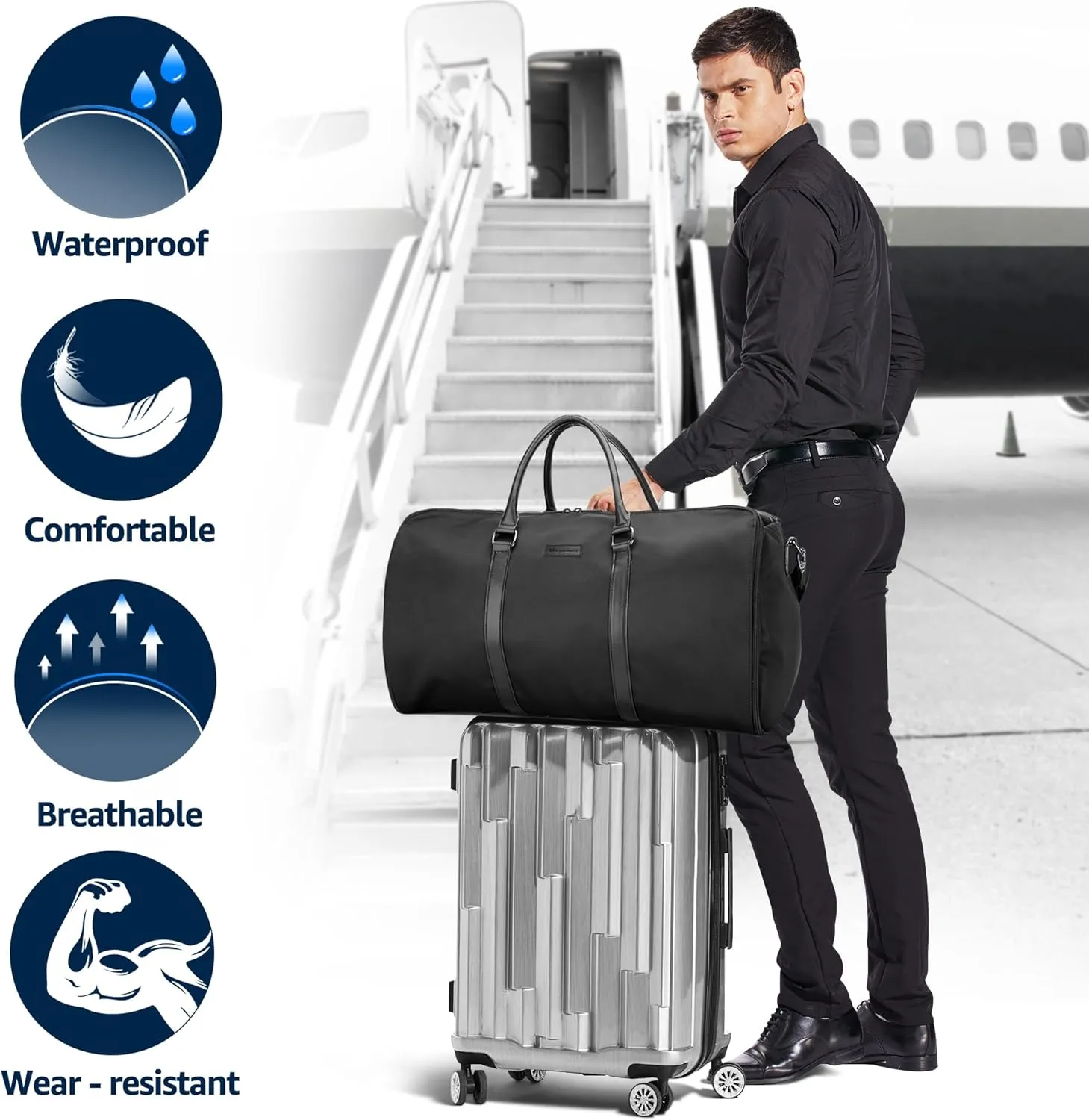 UNIQUEBELLA Carry on Garment Bag Convertible Suit Travel Bag for Men Women Duffel Flight Bag with Shoulder Strap
