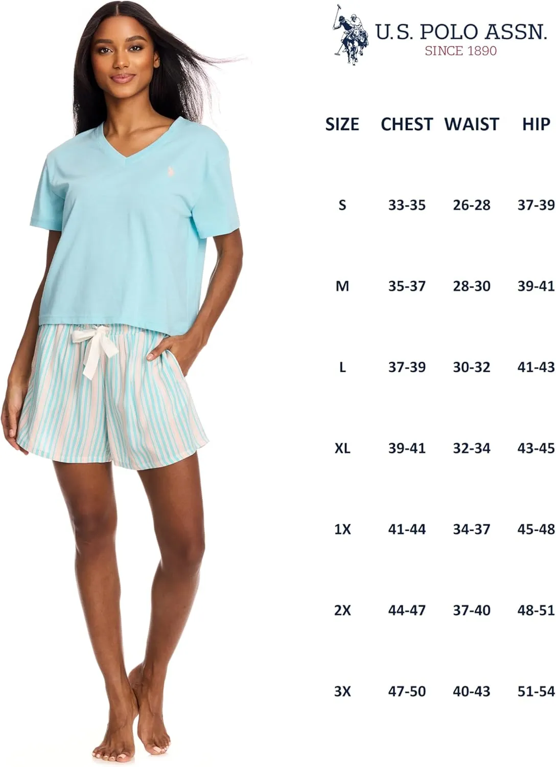 U.S. Polo Assn. Summer Pajamas for Women 2 Piece T-Shirt and Shorts Loungewear- Summer PJs for Women Set