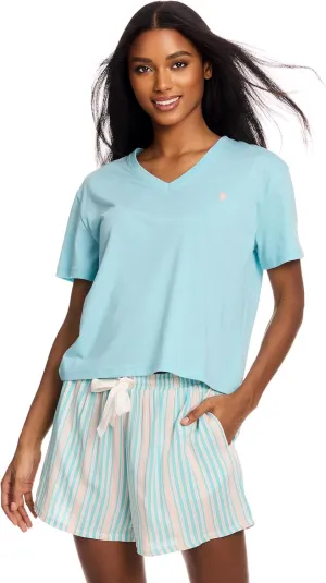 U.S. Polo Assn. Summer Pajamas for Women 2 Piece T-Shirt and Shorts Loungewear- Summer PJs for Women Set
