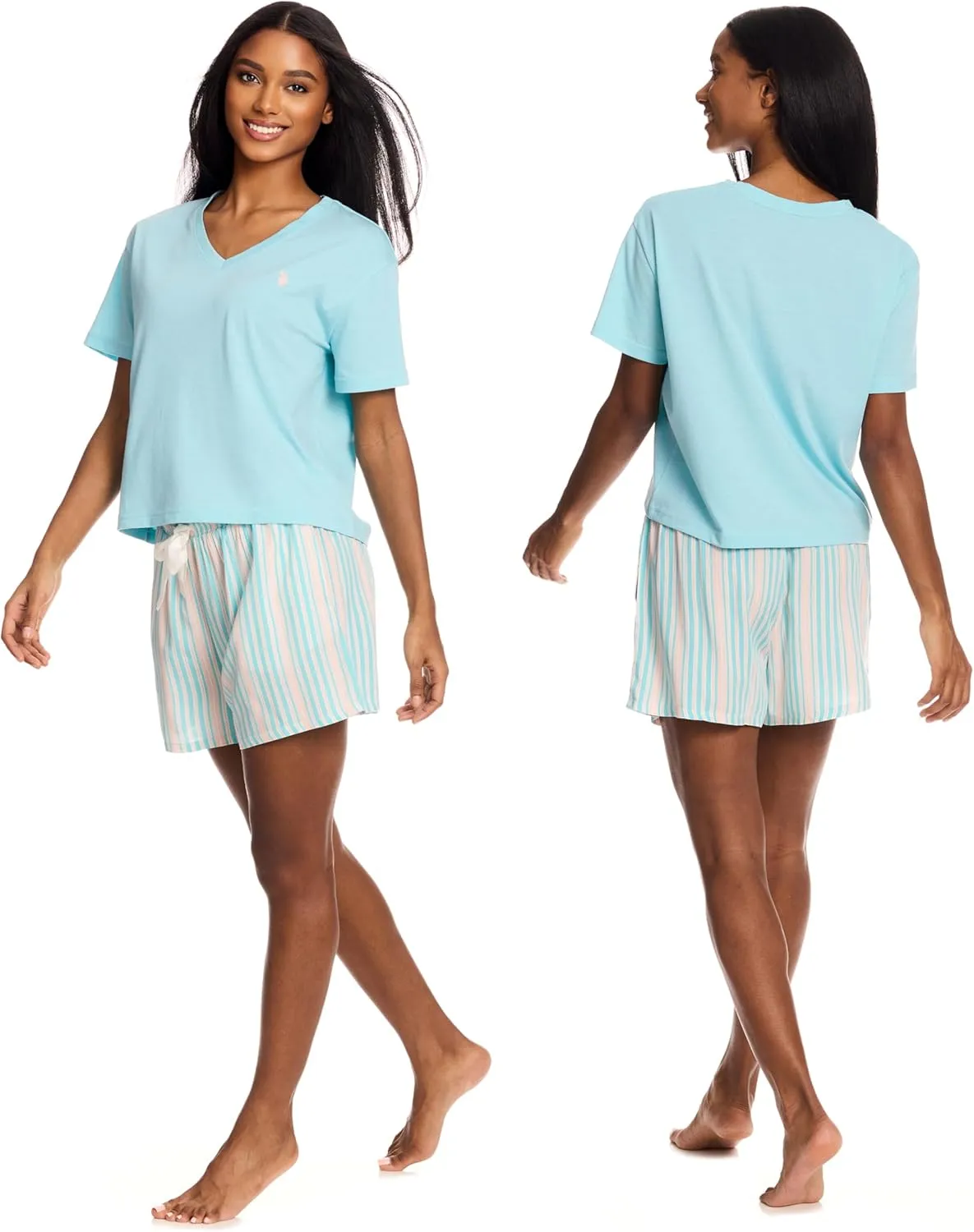 U.S. Polo Assn. Summer Pajamas for Women 2 Piece T-Shirt and Shorts Loungewear- Summer PJs for Women Set