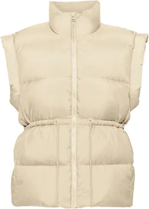 VAOYIU Womens Puffer Vest Adjustable Drawstring Waist Lightweight Quilted Zip Up Vest with Pockets