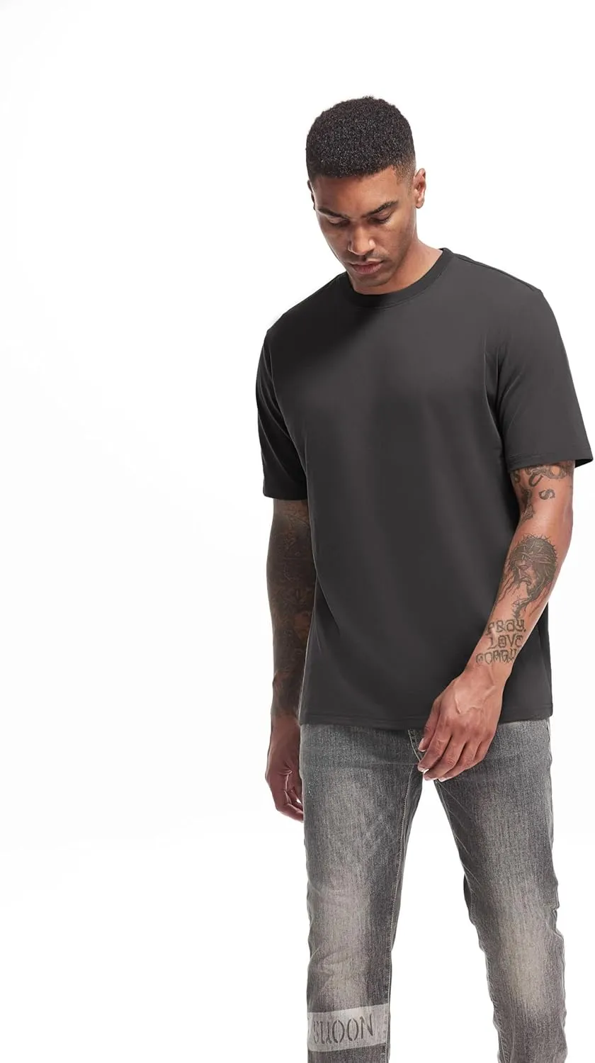 VEIISAR Men's Heavy Weight Crew Neck T-Shirt Mens Premium Cotton Tee - Pre Shrunk S-3XL