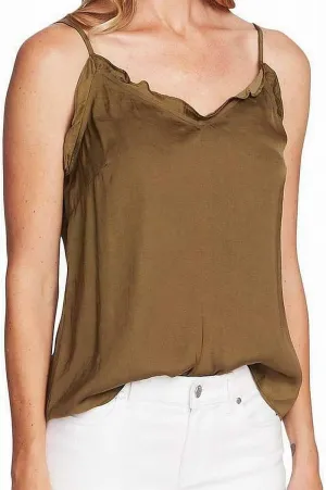 Vince Camuto Womens Satin Ruffled Camisole Top