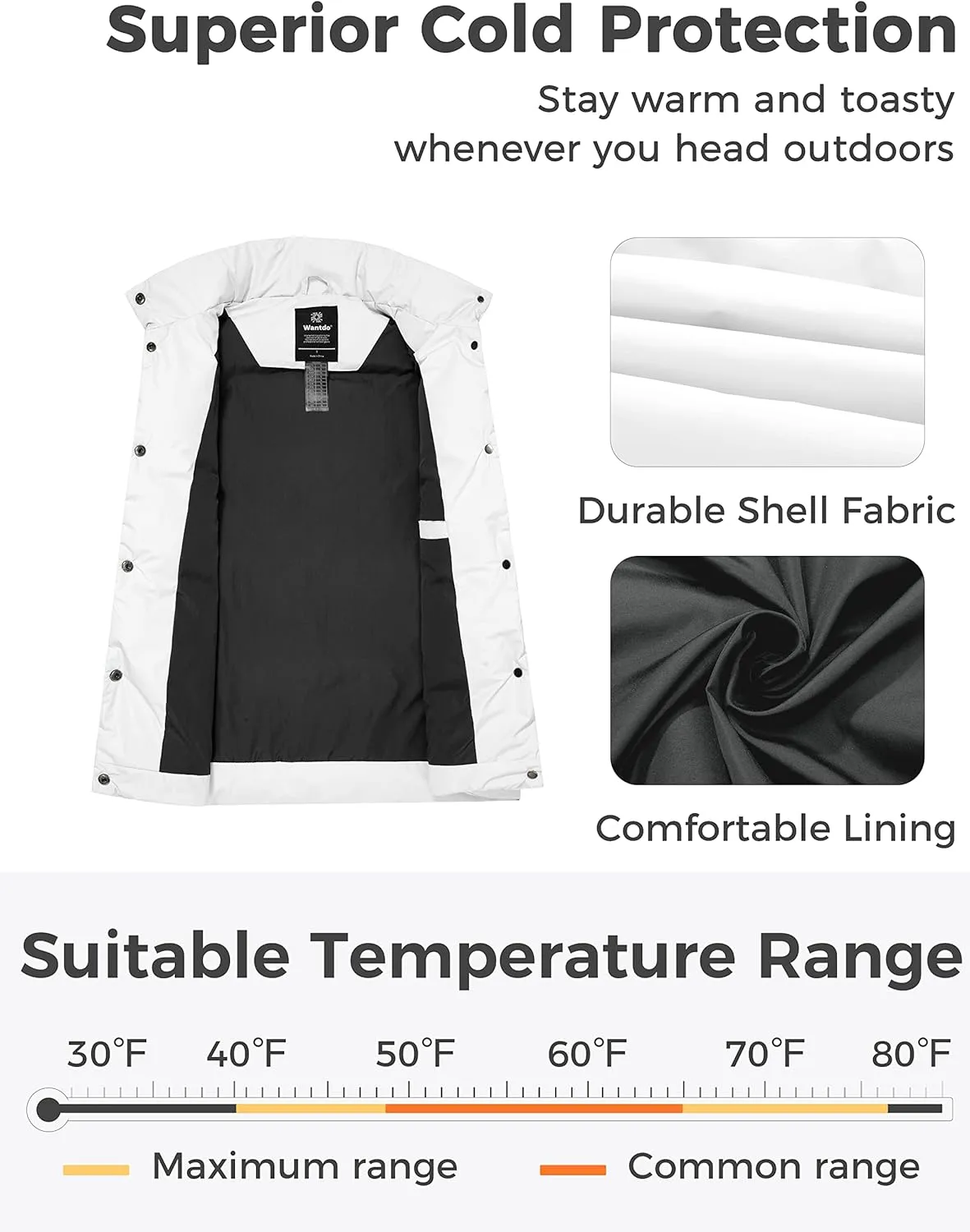 wantdo Women's Puffer Vests Thicken Winter Vest Outerwear Warm Puffy Vest