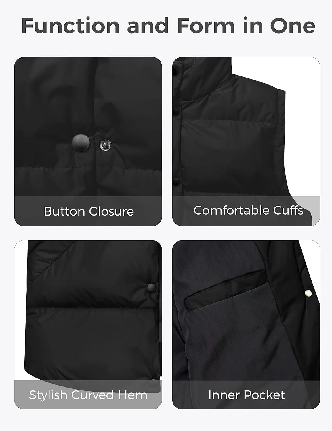 wantdo Women's Puffer Vests Thicken Winter Vest Outerwear Warm Puffy Vest
