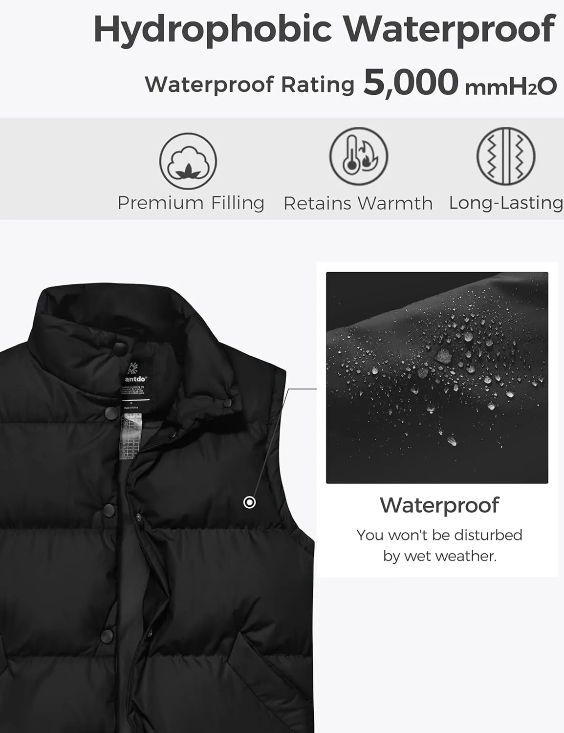 wantdo Women's Puffer Vests Thicken Winter Vest Outerwear Warm Puffy Vest