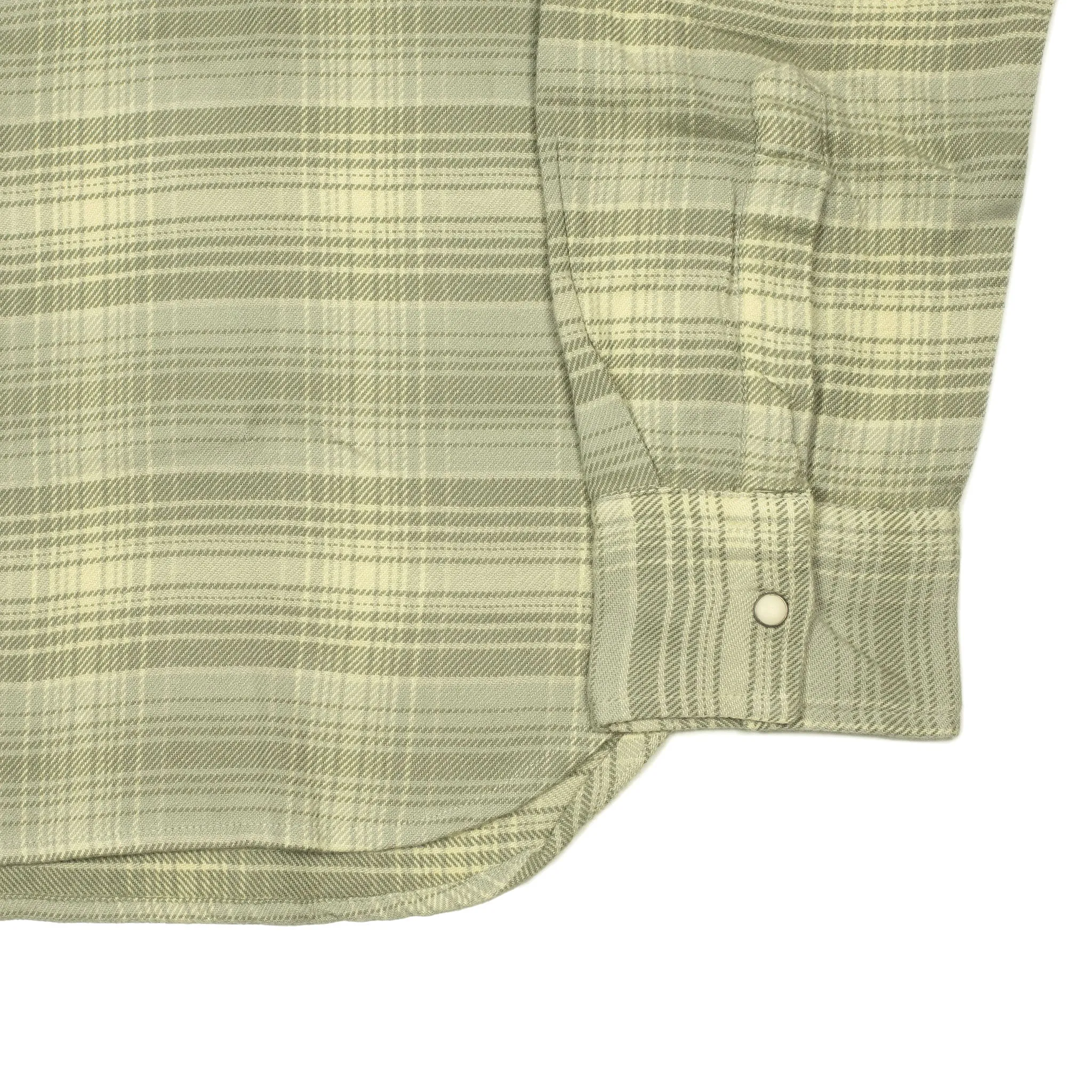 Washed flannel pearlsnap in "Warming Grey" rodeo plaid cotton