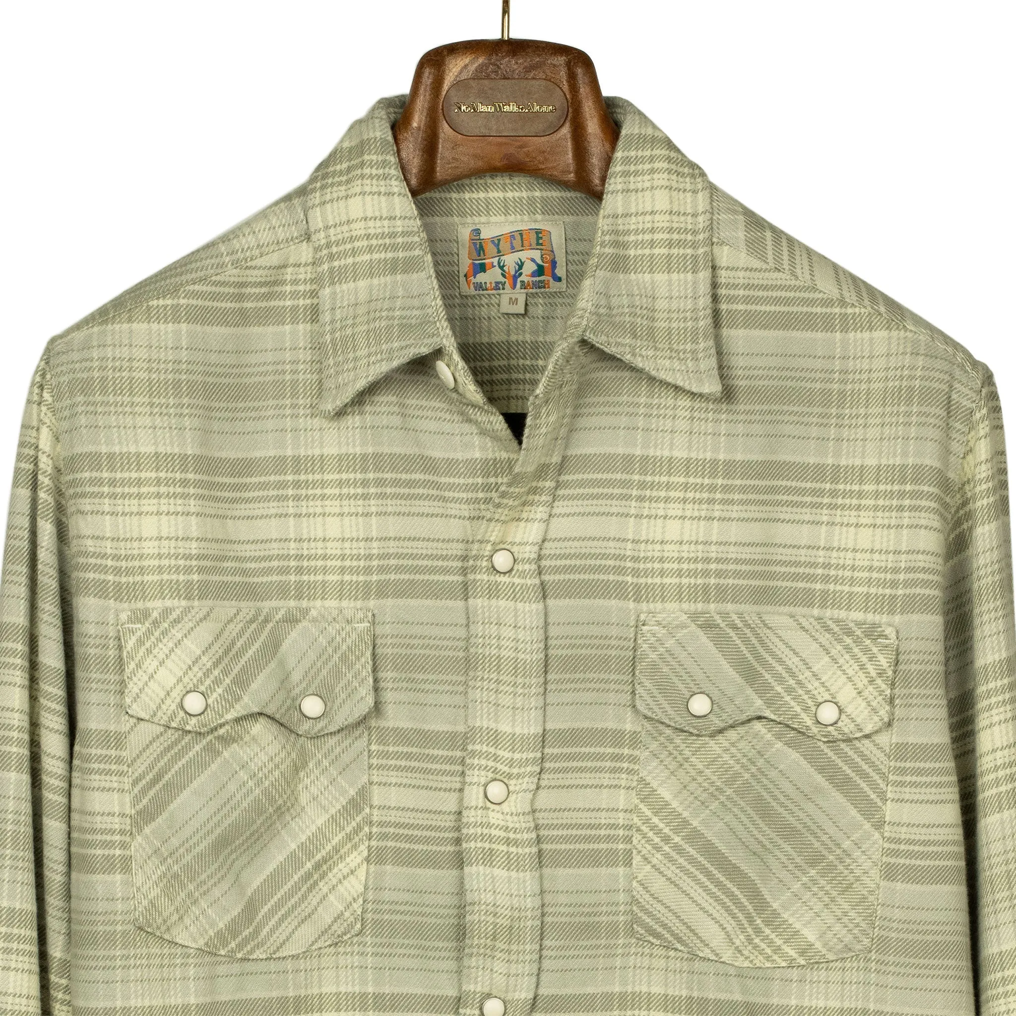 Washed flannel pearlsnap in "Warming Grey" rodeo plaid cotton