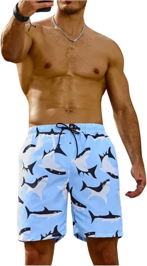 WDIRARA Men's Color Block Beach Shorts Summer Swim Shorts with Drawstring and Pockets