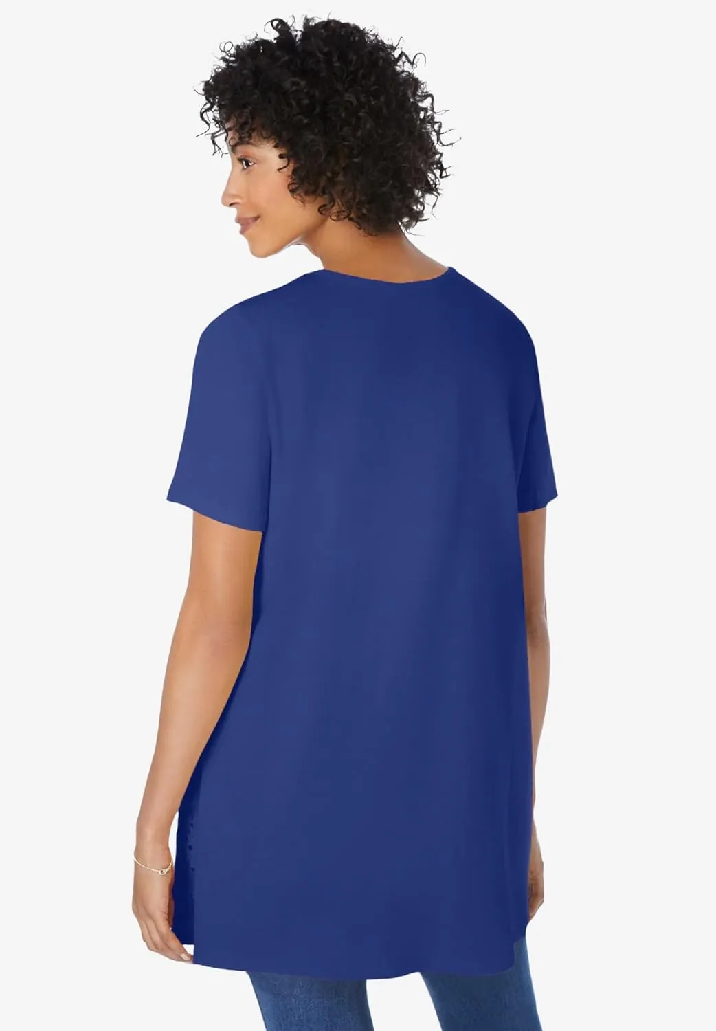 Woman Within Plus Size Embroidered Eyelet Pintucked Tunic