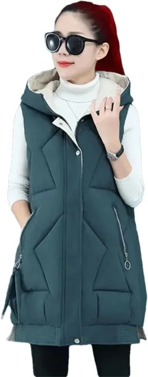 Women Cotton Vests Winter Hooded Waistcoat Korean Loose Down Cotton Coats Thicken Warm Padded Jacket Sleeveless Vests
