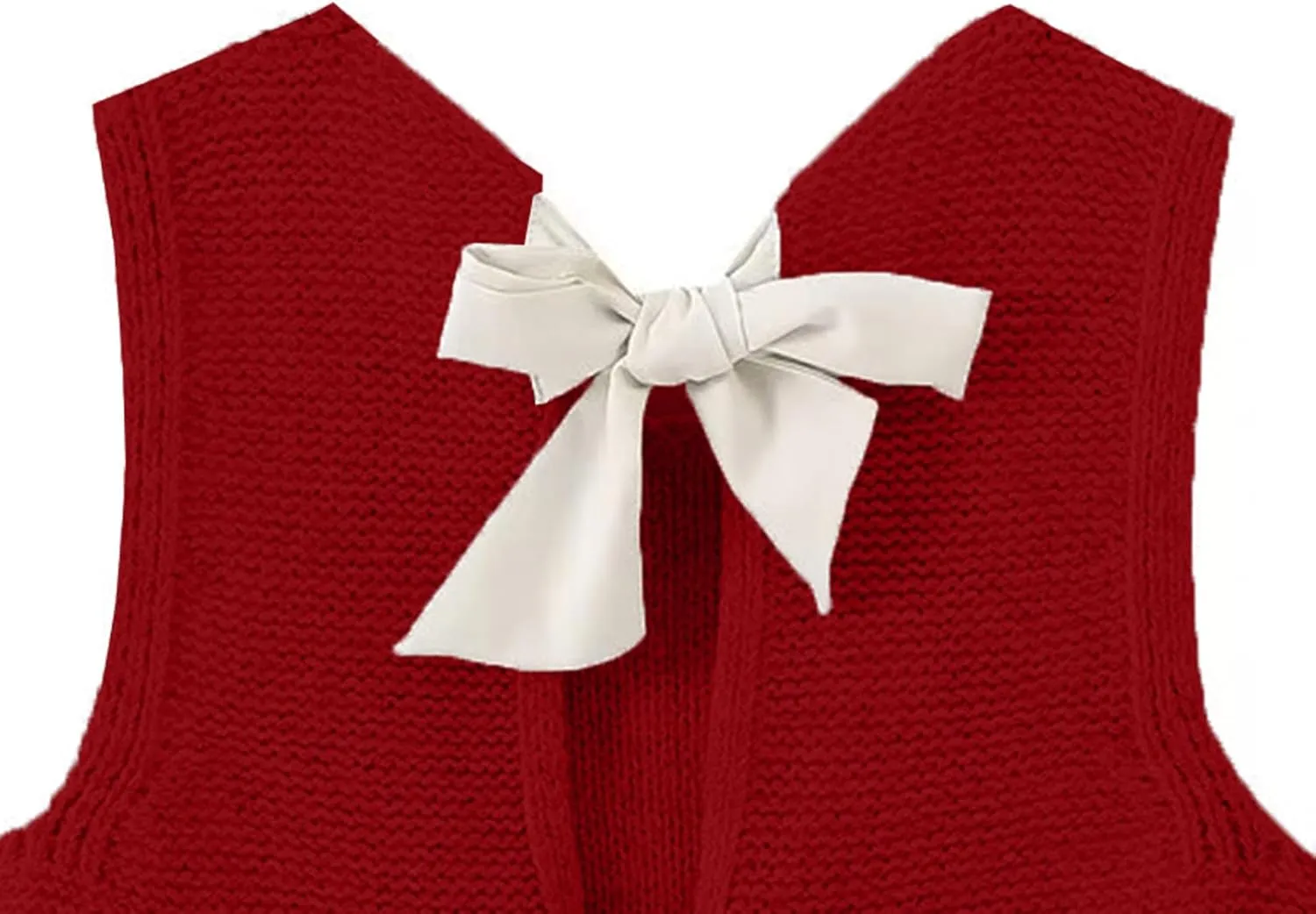 Women Knit Waistcoat Bow Tie Open Back Sweater Vest Top Slim Fit Casual Crop Cardigan Sleeveless Pullover