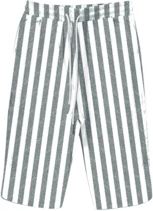 Women Linen Pants Capri Pants Cotton Wide Leg Elastic Waist Straight Leg Trousers Casual Summer Lounge Trousers