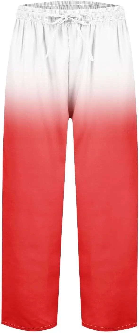 Women Linen Pants Lightweight Capri Pants Cotton Linen High Waisted Trousers Loose Summer Lounge Long Trousers
