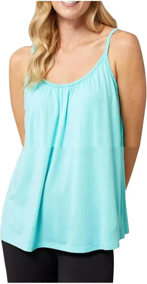 Women Plus Size Tank Top Built-in Bra Spaghetti Strap Camisole Scoop Neck Sleeveless Cami Top Loose Flowy Tunic Shirt